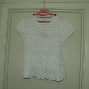 NWT Joules White Top Shirt Sz 10 Embroidered